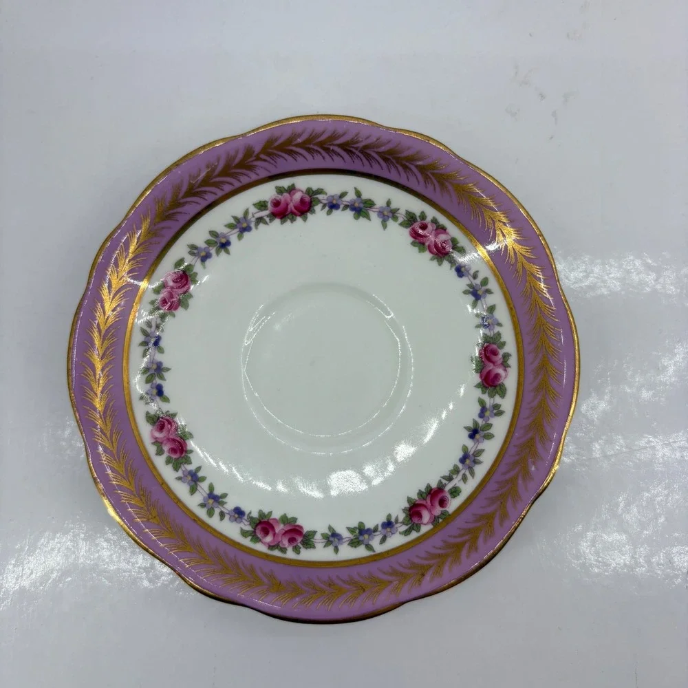 Vintage Aynsley England Teacup Lavender Floral Gold Trim Fine Bone China Tea Cup